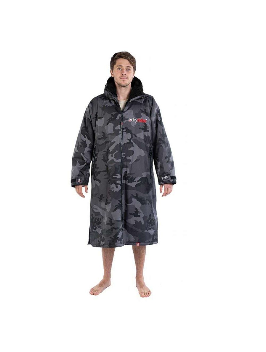 Wetsuits * | Dryrobe Advance Long Sleeve Changing Robe Black Camo/Black Crazy Deals