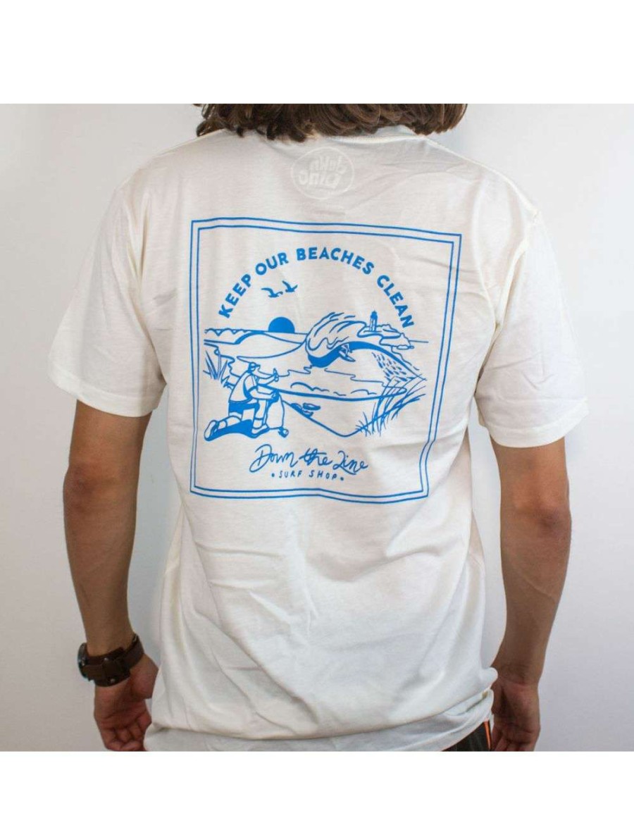 Clothing * | Dtl Surf Co. Beach Clean Tee Natural/Blue Down-The-Line-Surf-Co Quick Delivery