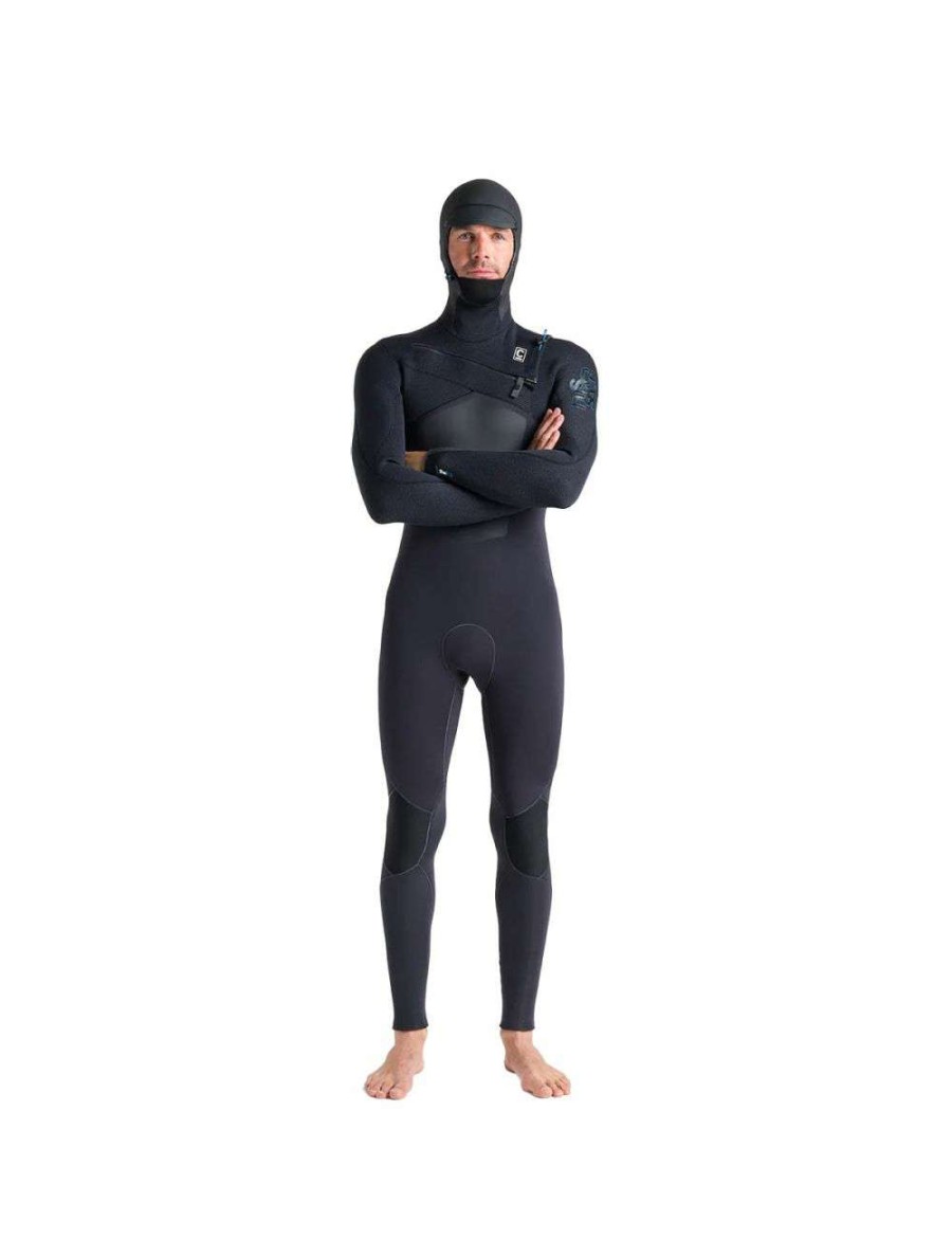 Wetsuits * | C-Skins Rewired 5/4Mm Hooded Chest Zip Wetsuit Anthracite/Black C-Skins-Wetsuits Crazy Deals