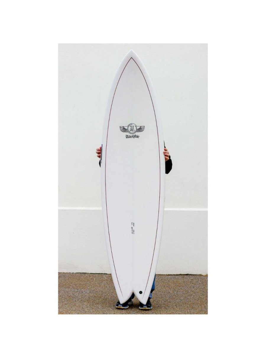 Surfboards * | Jim Banks Ultra Glide Surfboard 6'10" White/Burgundy Pin Line Jim-Banks-Surfboards Fashion