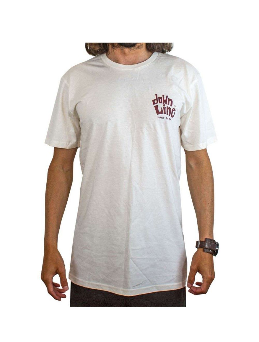 Clothing * | Dtl Surf Co. Beach Clean Tee Natural/Burgundy Down-The-Line-Surf-Co Exclusive