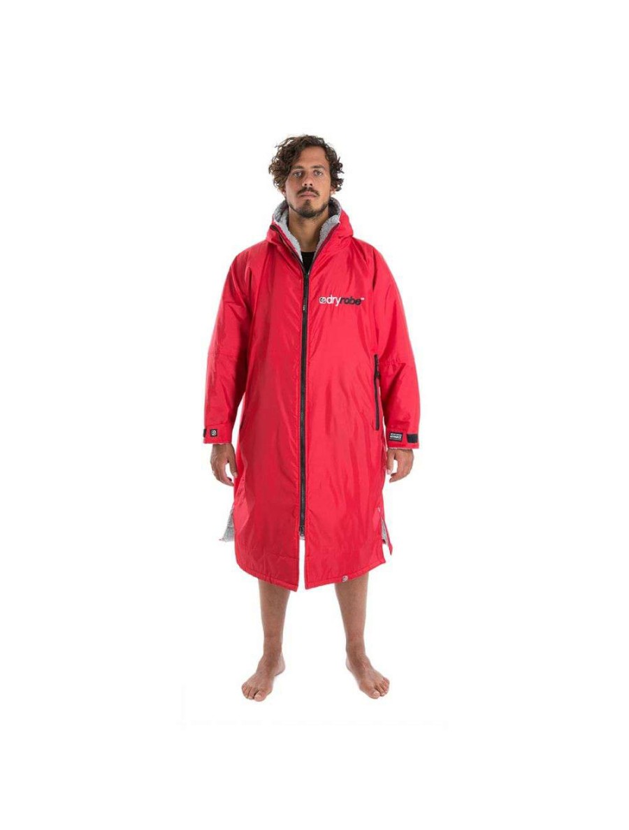 Wetsuits * | Dryrobe Advance Long Sleeve Changing Robe Red/Grey 100% Guarantee