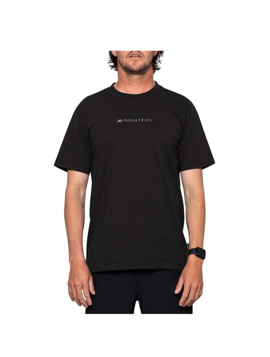 Clothing * | Js Embroided Text Tee Washed Black Js-Surfboards 100% Guarantee