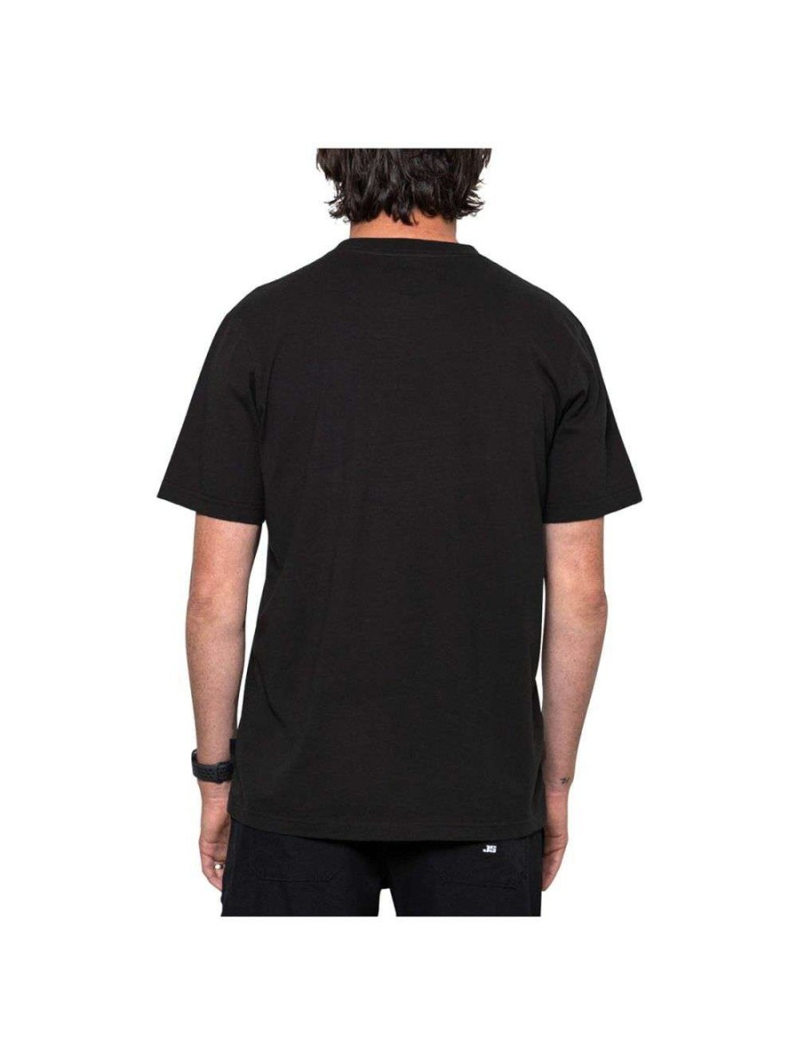 Clothing * | Js Embroided Text Tee Washed Black Js-Surfboards 100% Guarantee