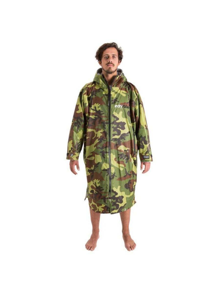 Wetsuits * | Dryrobe Advance Long Sleeve Changing Robe Camo/Grey Top Sellers