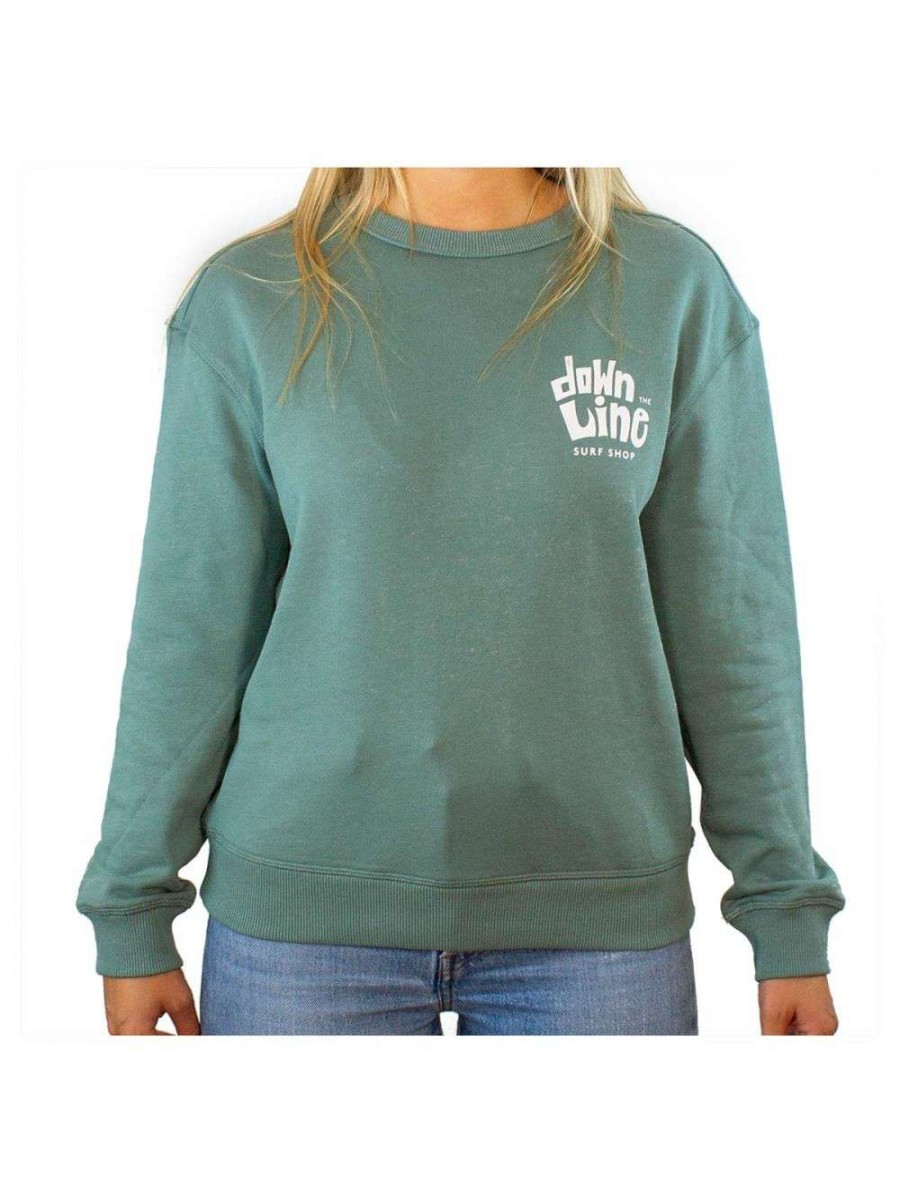 Clothing * | Dtl Surf Co. Women'S Crew Sweatshirt Sage Down-The-Line-Surf-Co Good Quality