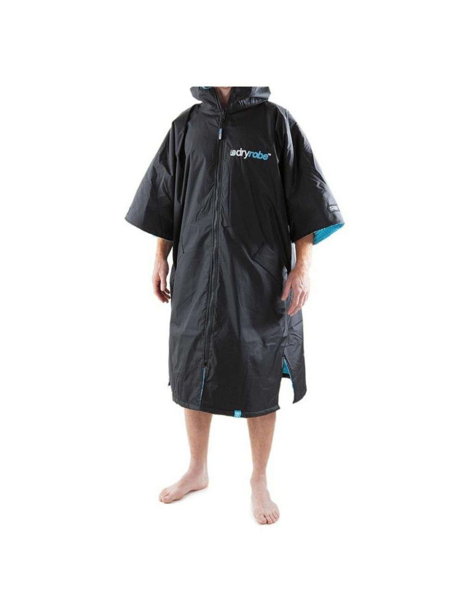 Wetsuits * | Dryrobe Advance Short Sleeve Changing Robe Large Black/Blue Crazy Deals