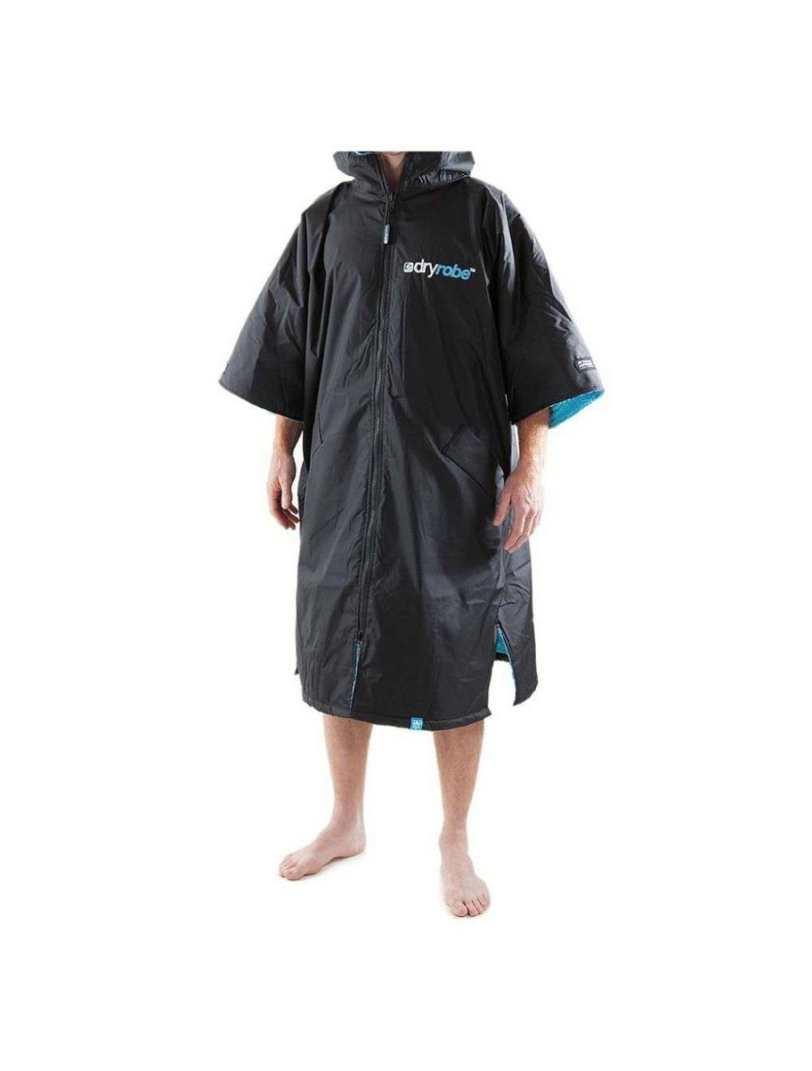 Wetsuits * | Dryrobe Advance Short Sleeve Changing Robe Small Black/Blue New