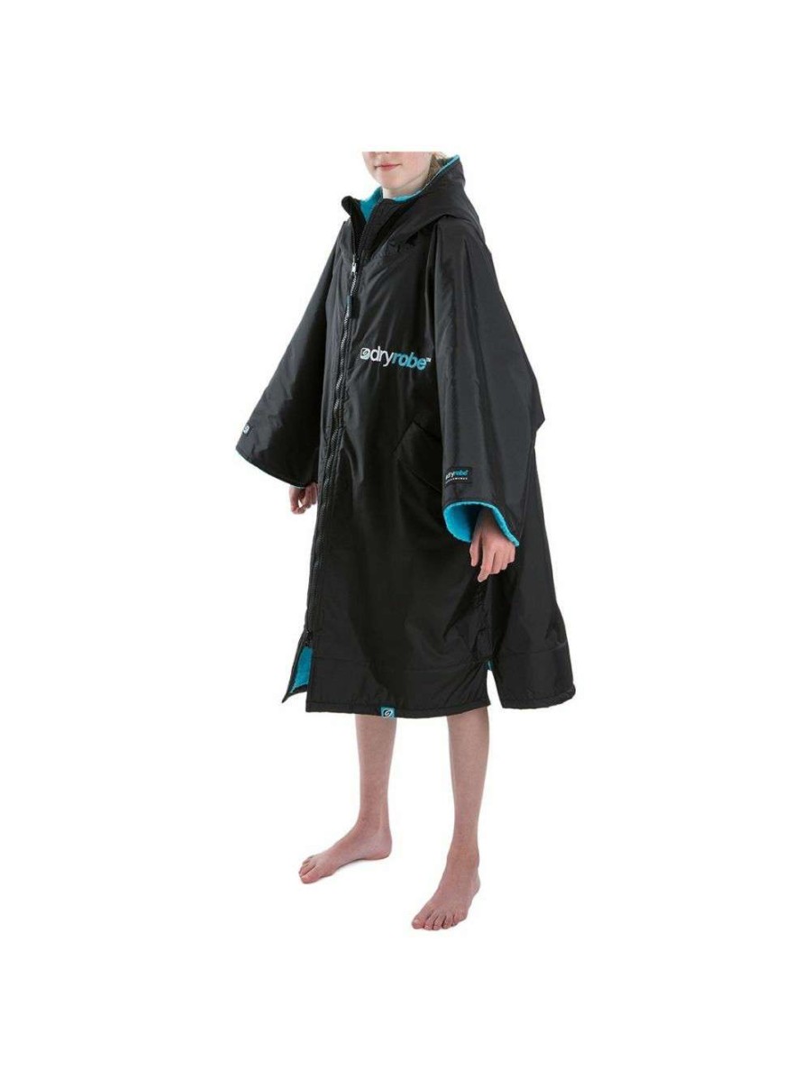 Wetsuits * | Dryrobe Advance Short Sleeve Changing Robe Small Black/Blue New