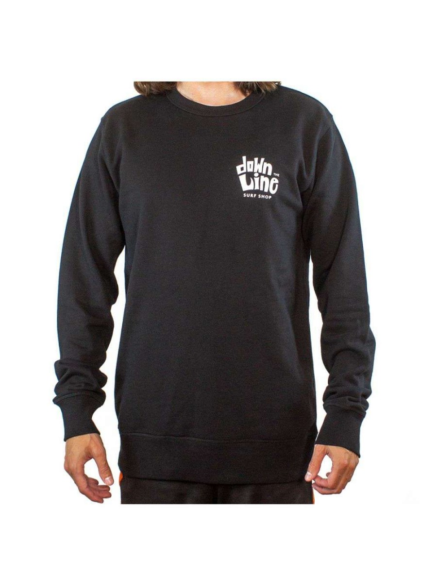 Clothing * | Dtl Surf Co. Crew Sweatshirt Black Down-The-Line-Surf-Co Top Sellers